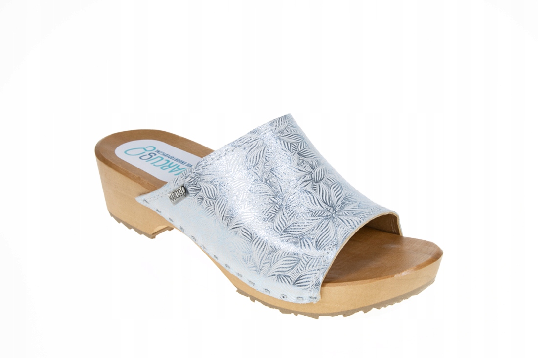 klapki na niskim spodzie drewno skóra MARCUS polskie chodaki