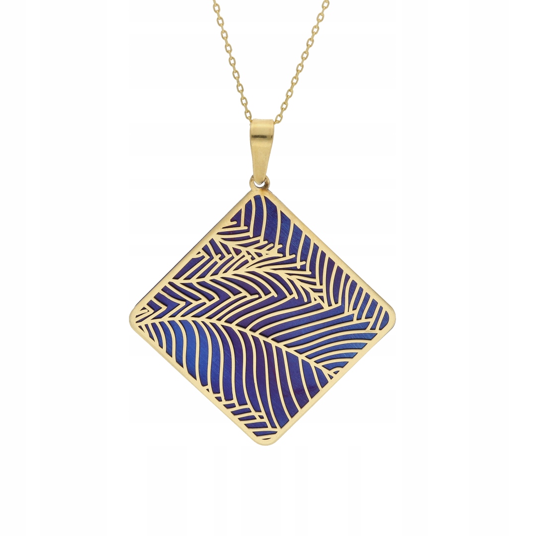 Přívěsek kosočtverec s listy titanu stříbro, pozlacený