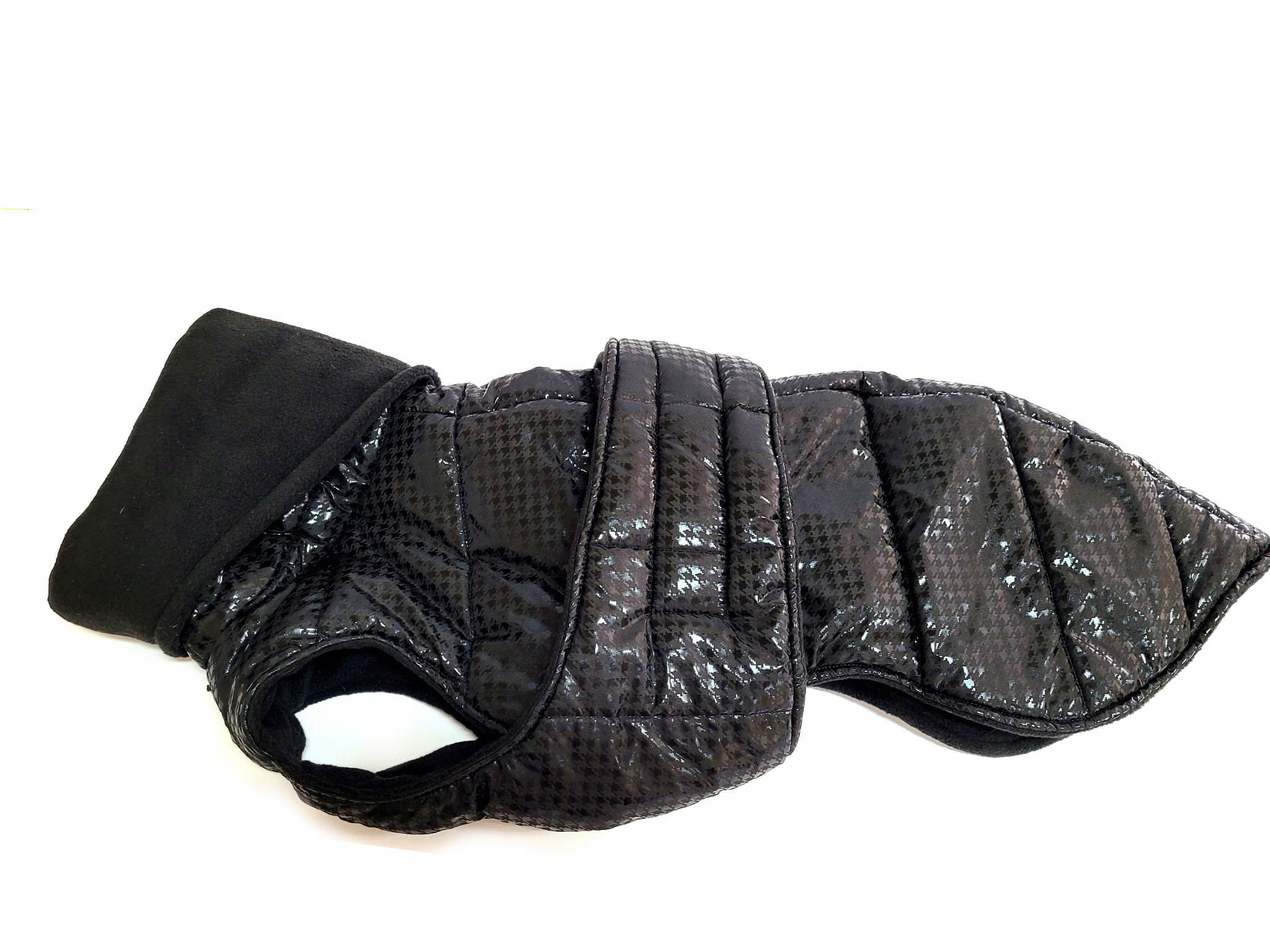 Levně Péřová zimní bunda pro chrta Černá Pepitka Hubená léta Velikost: W5