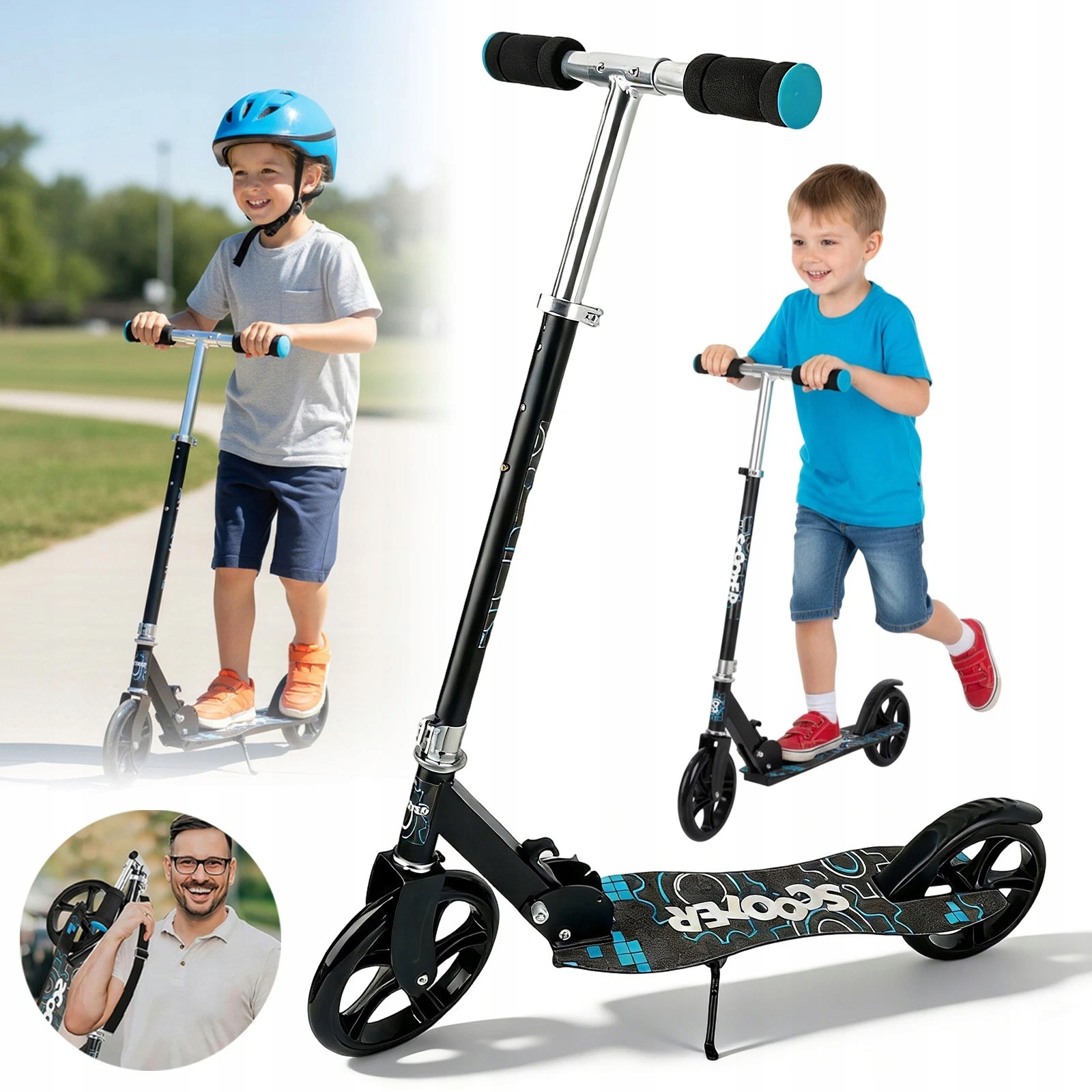 Hulajnoga Składana Dla Dzieci Od 5 Lat I Dorosłych Aluminiowa 4KG Czarna