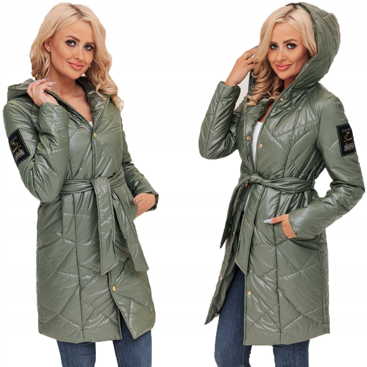 Dlouhá Prošívaná Bunda S Přechodovým Páskem