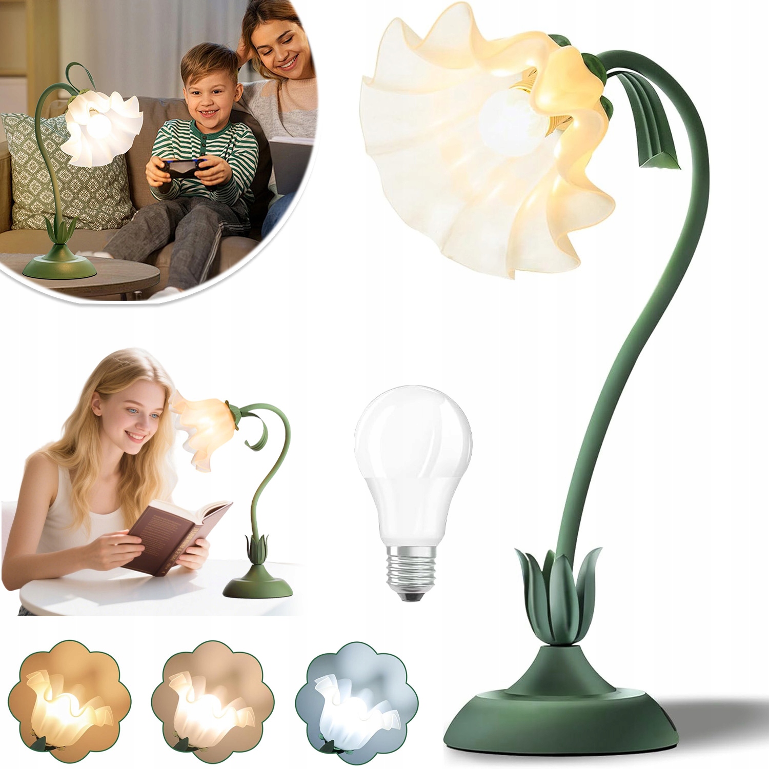 Noční Led Stolní Lampa Usb Retro Se 3 Teplotami Barev