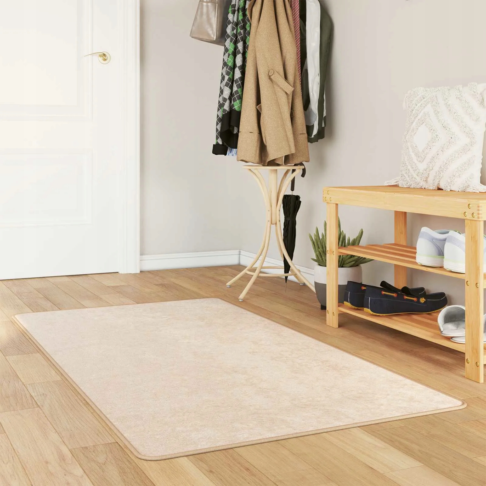 vidaXL Koberec Potisk Krémová 150 x 100 cm Polyester a Pvc