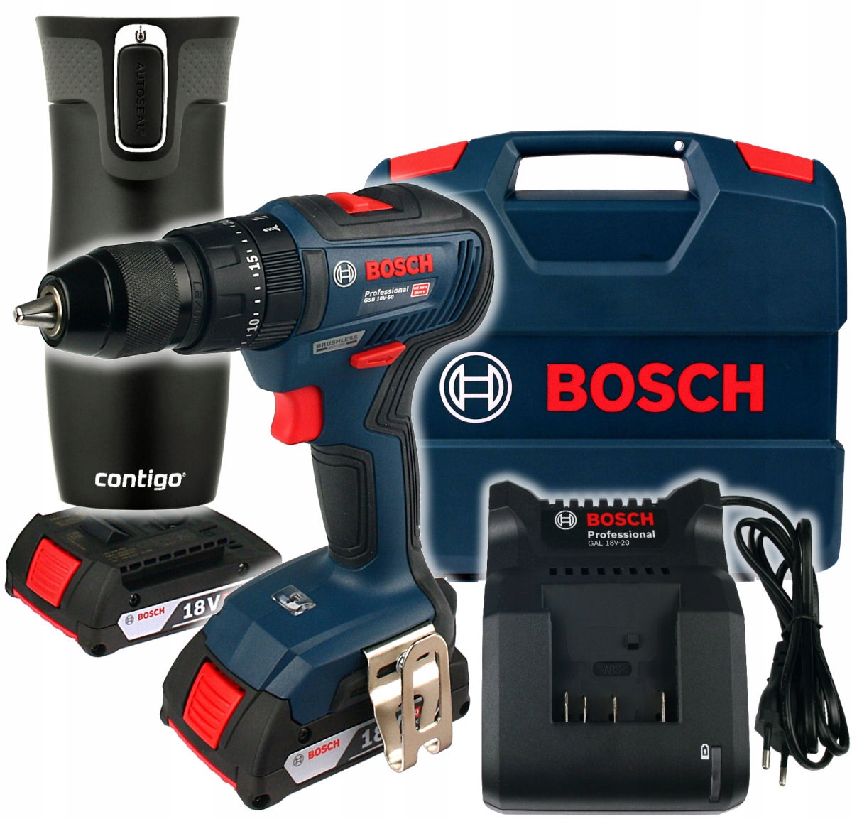 

Wkrętarka Gsb 18V-50 Bosch 2x2,0Ah Kubek Contigo