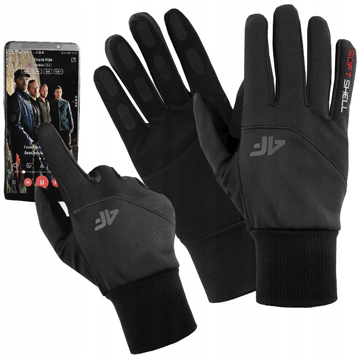 RĘKAWICE DOTYKOWE 4F ZIMOWE RĘKAWICZKI SOFTSHELL L
