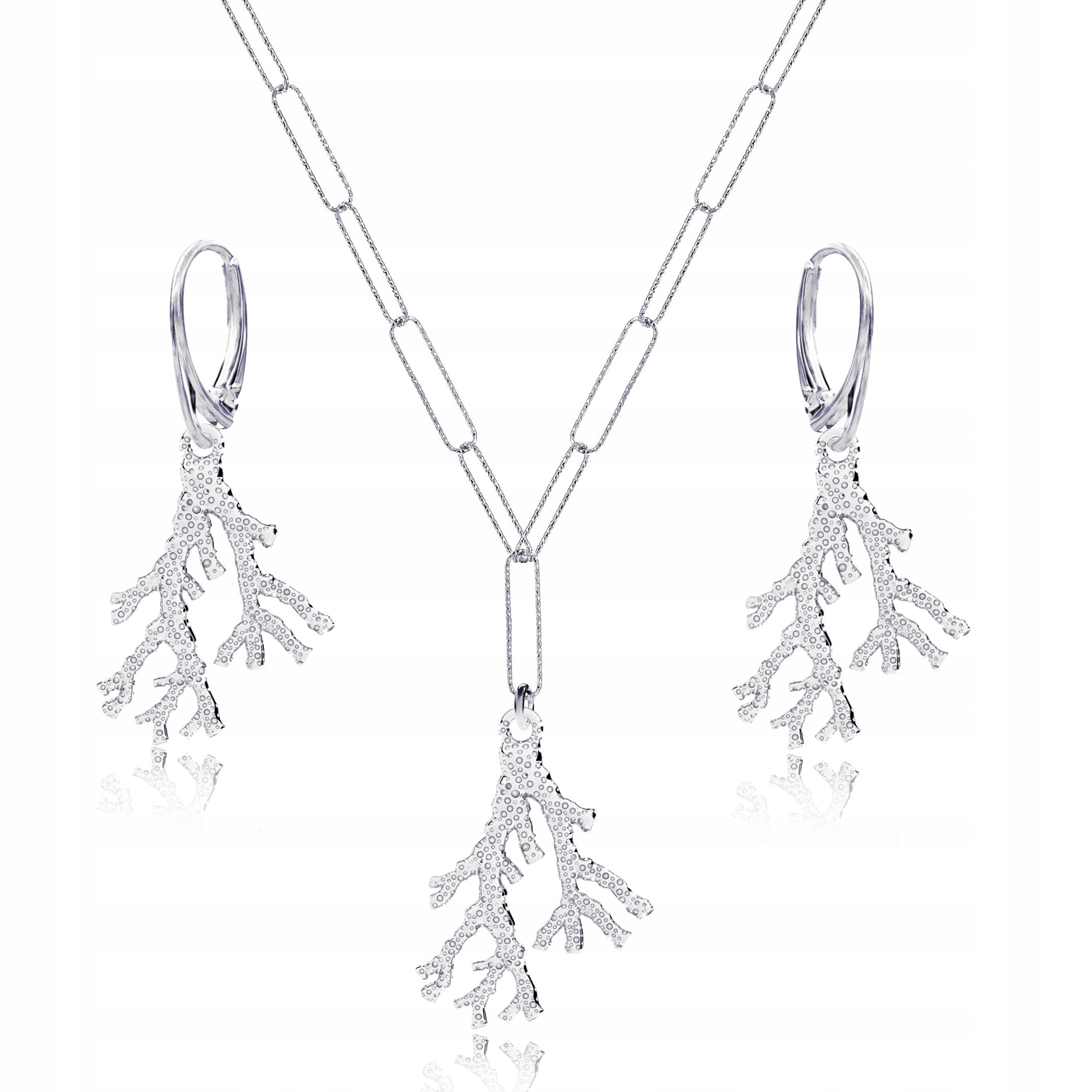 Korálovec korál stříbrný komplet ankr kroucený velké články stříbro 925