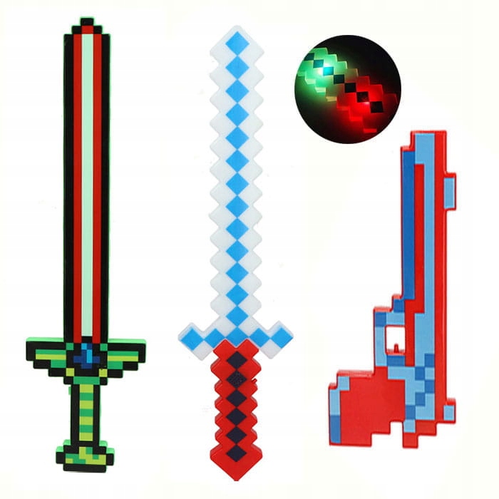 

Zestaw Minecraft Miecz+szabla+pistolet Led Dźwięk