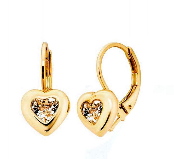 Kolczyki dla Dziewczynki Złote Serce z Cyrkonią Serduszko Małe Colibra