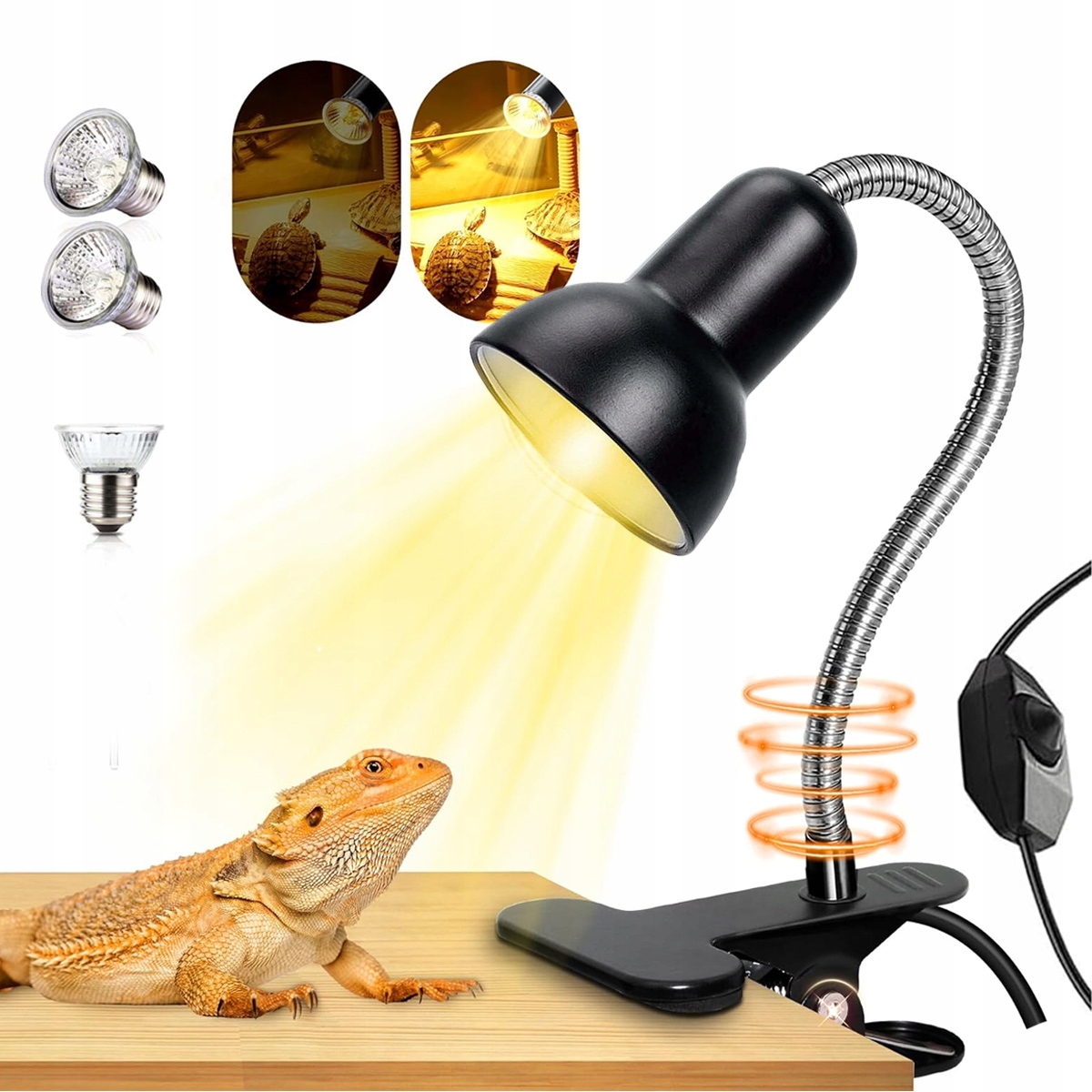 Levně Topná Lampa Pro Plazy, Želvy Topná Lampa Do Terária S Žárovkami