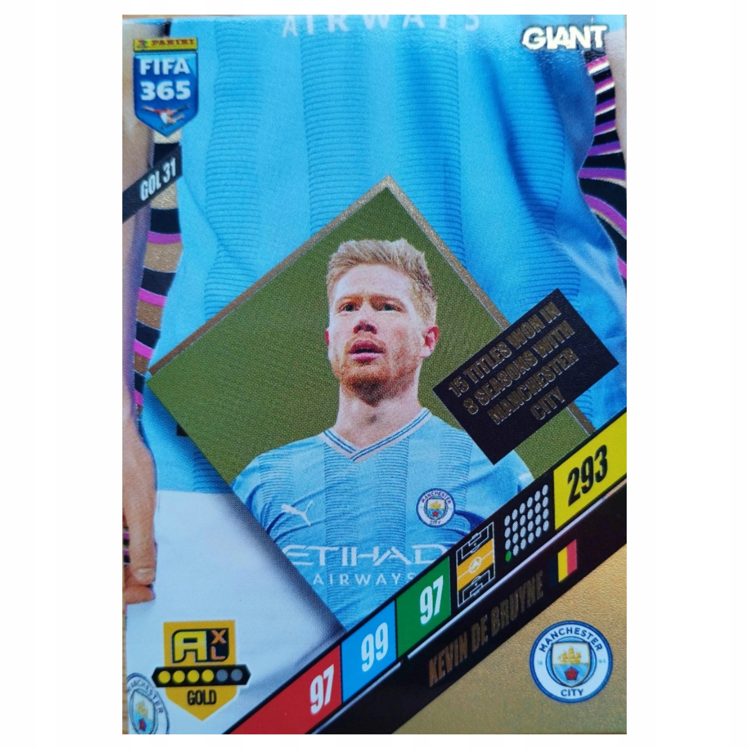 De Bruyne Gol 31 Gold Giant Fifa 365 2024 Panini Karty Piłkarskie