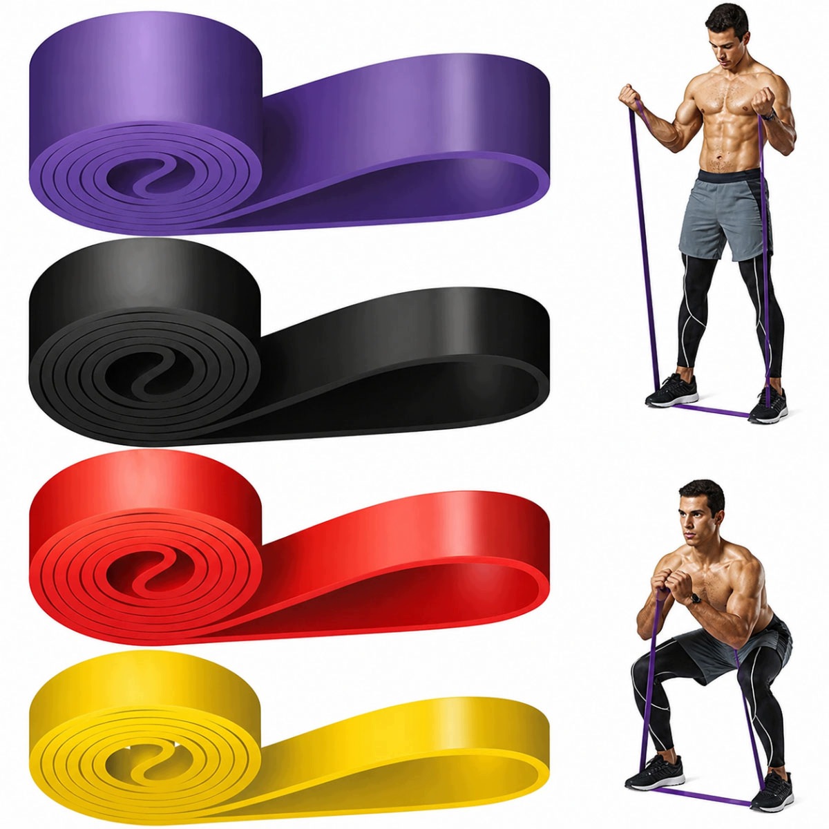 Zestaw 4 Gum Do Ćwiczeń Fitness Taśmy Oporowe Mocne do Treningu XXL