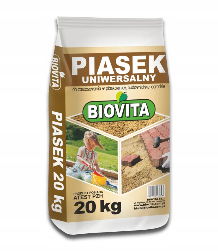 

Piasek czysty Biovita 20kg Atest