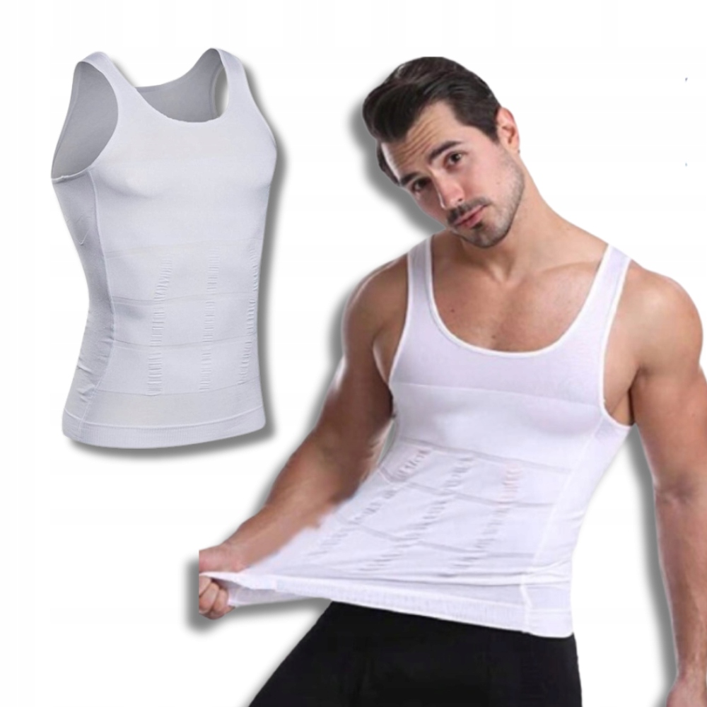 Super KOSZULKA WYSZCZUPLAJĄCA podkoszulka MĘSKA modelująca FIT biała XXL