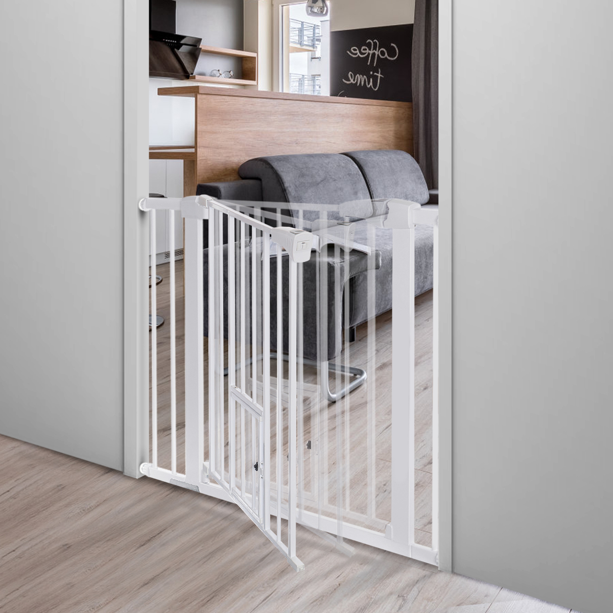 BARIERKA ROZWIJANA BRAMKA NA SCHODY I DRZWI 75-103X76CM Stan opakowania oryginalne