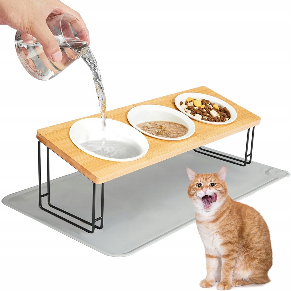 Levně 3 Miska Pro Kočky Psa Sklon 15°ERGONOMICKÁ Konstrukce Stanice Krmení