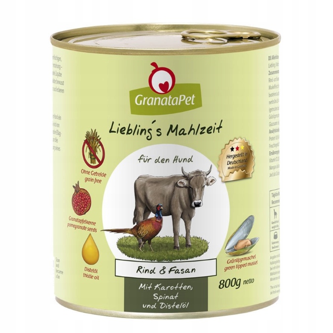 Levně GranataPet Liebling´s Mahlzeit hovězí maso, bažant 6 x 800g