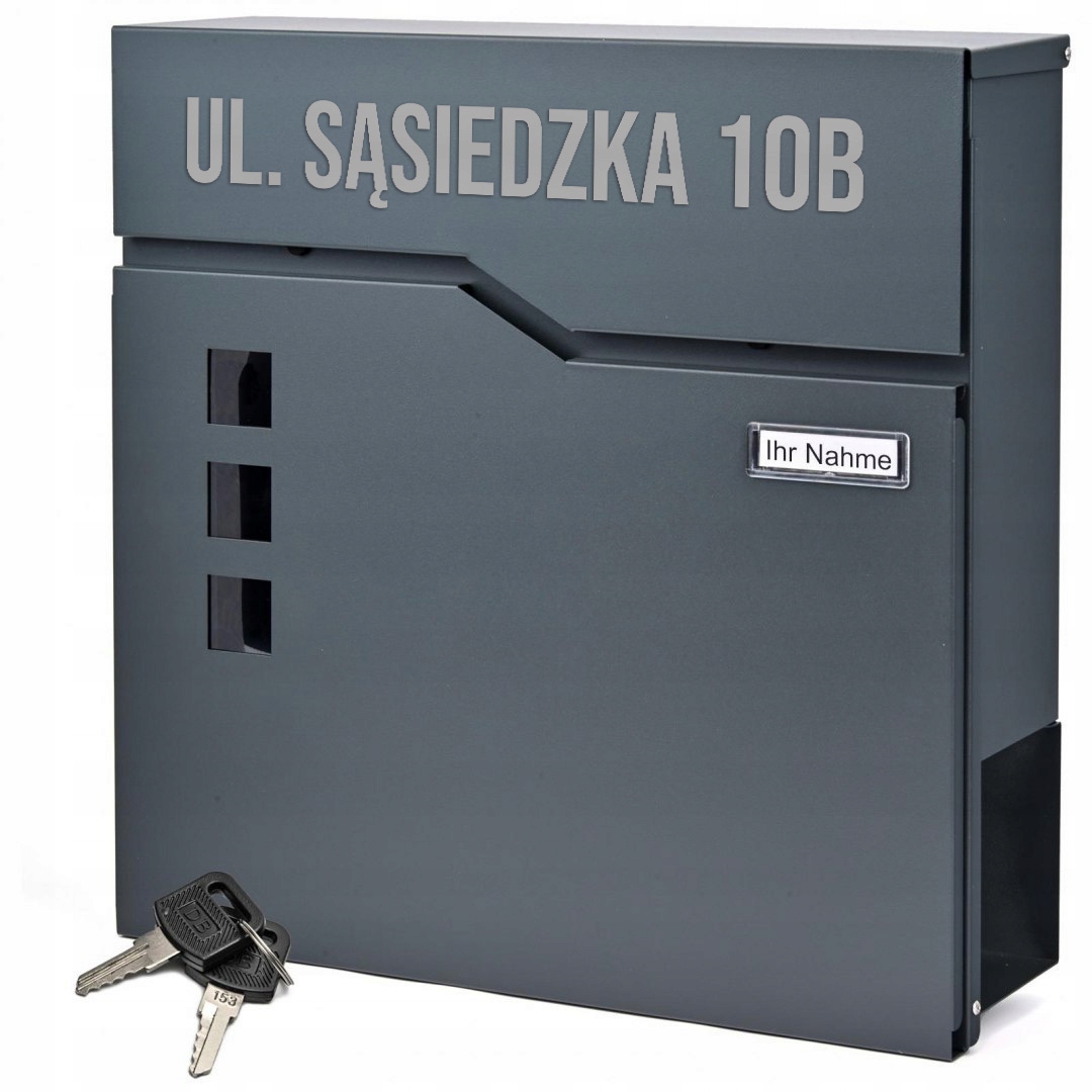 Poštovní Schránka Na Dopisy A Noviny Antracit S Nápisem Na Poštu Tuba Adresa