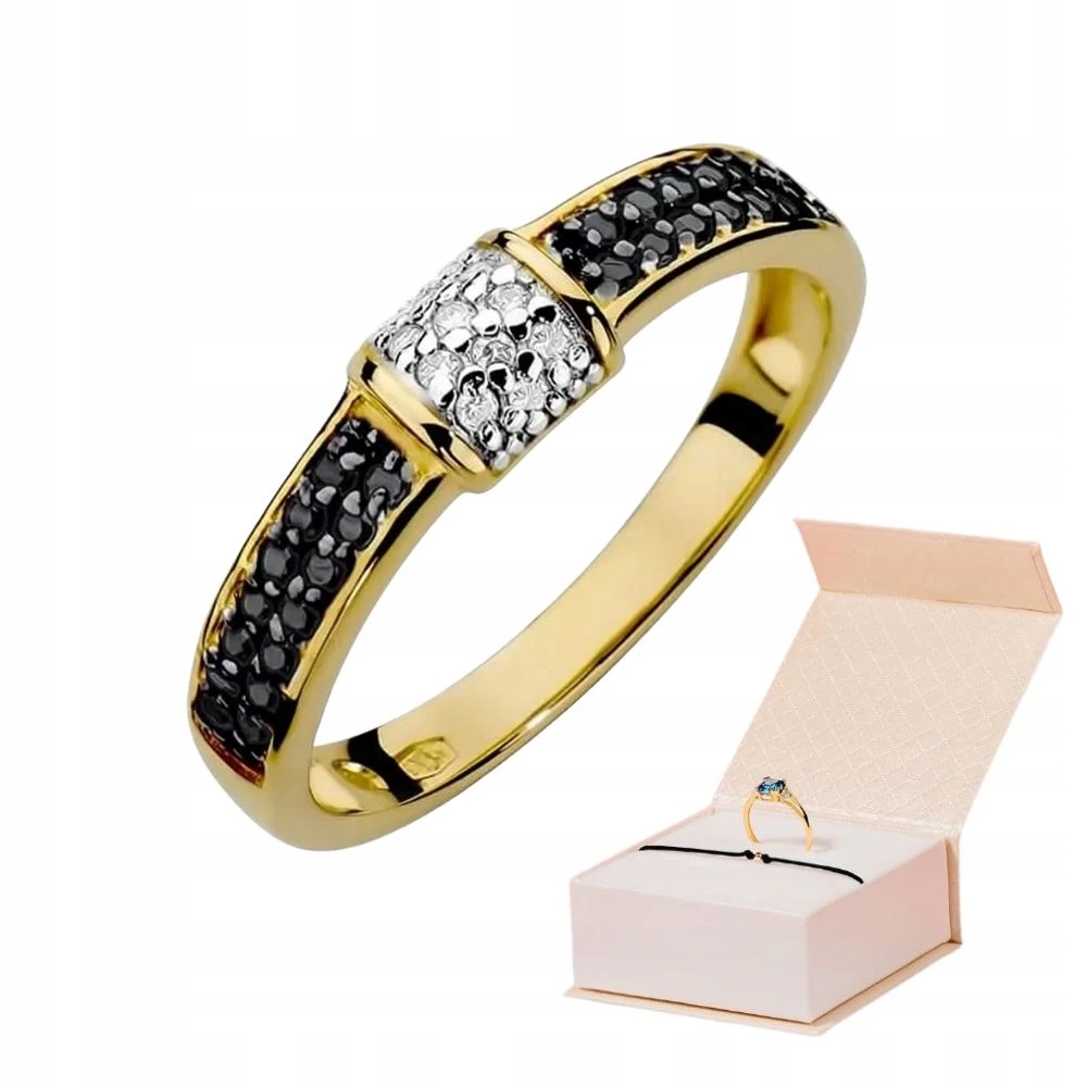 Prstýnek Černé Brilianty Diamanty 585 Výjimečný Zlatý Náramek