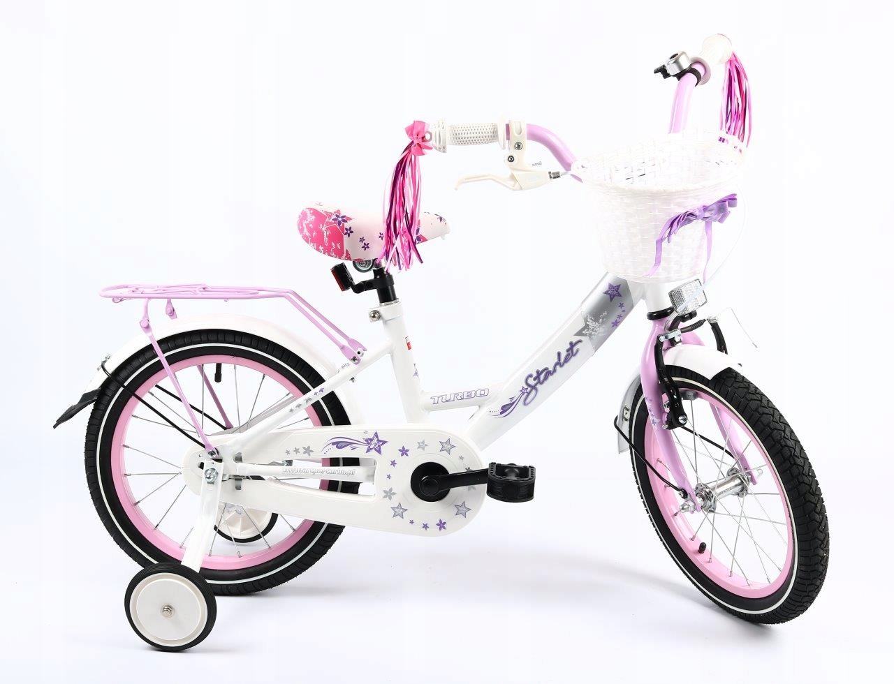 Rower 16" dla dziewczynki Turbo Starlet Biały-Fiolet Polski Producent