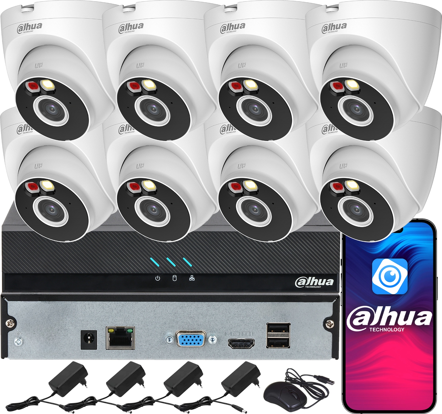 Dahua monitoring pre 8 WiFi kamier 4MPx T4A-PV Inteligentné duálne svetlo Audio