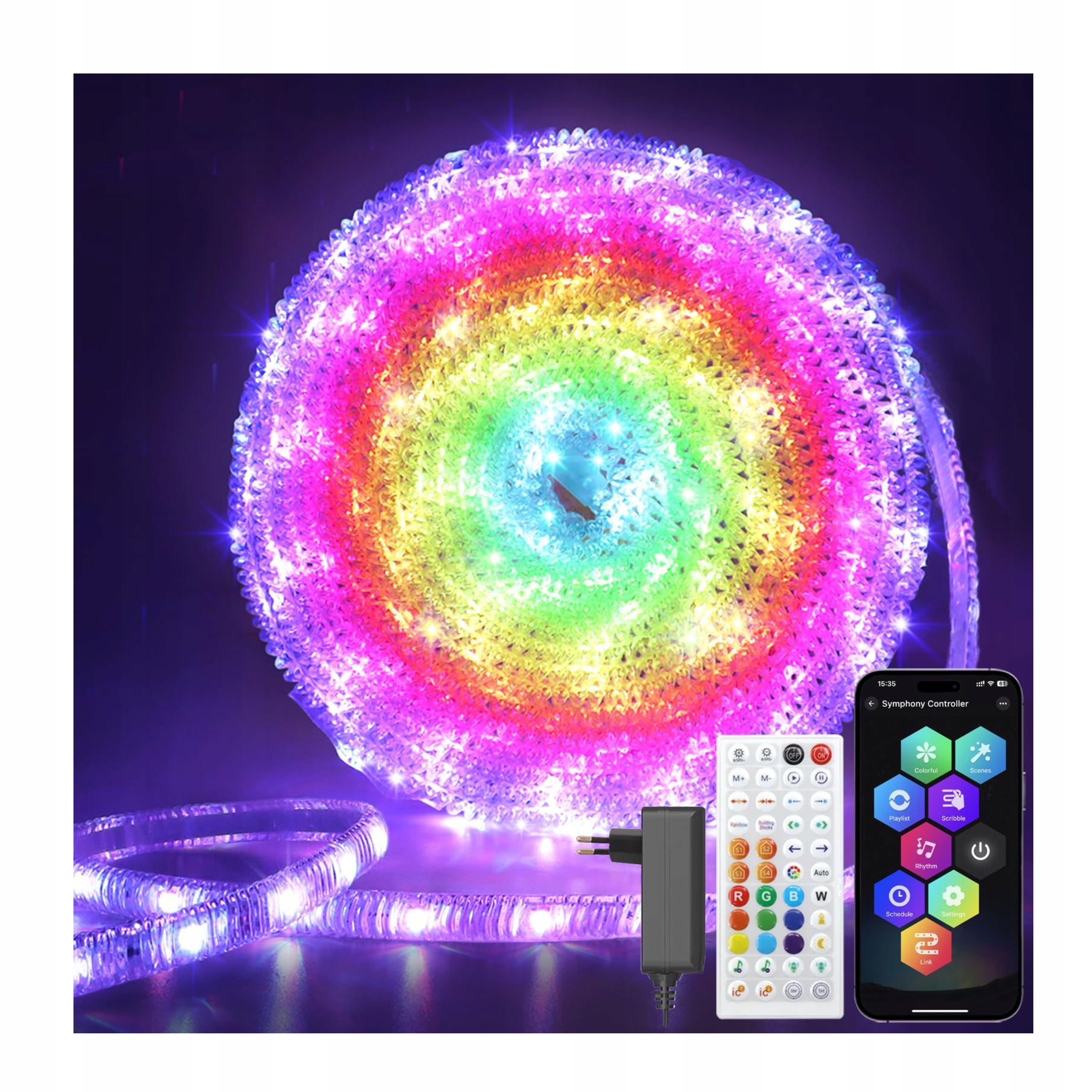 Inteligentní Led pásek 10 m Vodotěsný, měnící barvy Dálkový Ovladač Aplikace