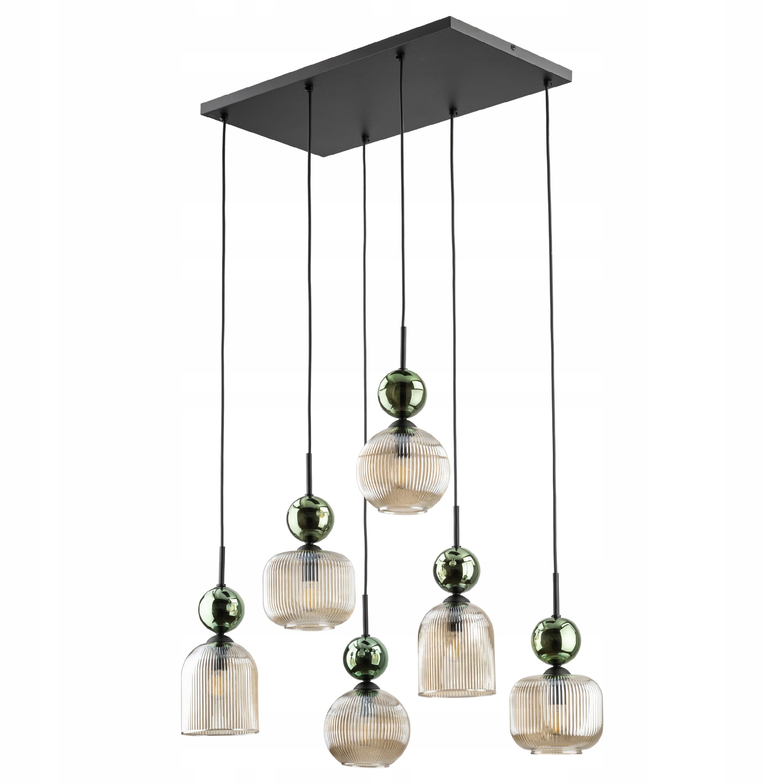 Lampa wisząca z ryflowanymi kloszami Sophia Green Cognac 6xE14 Tk Lighting