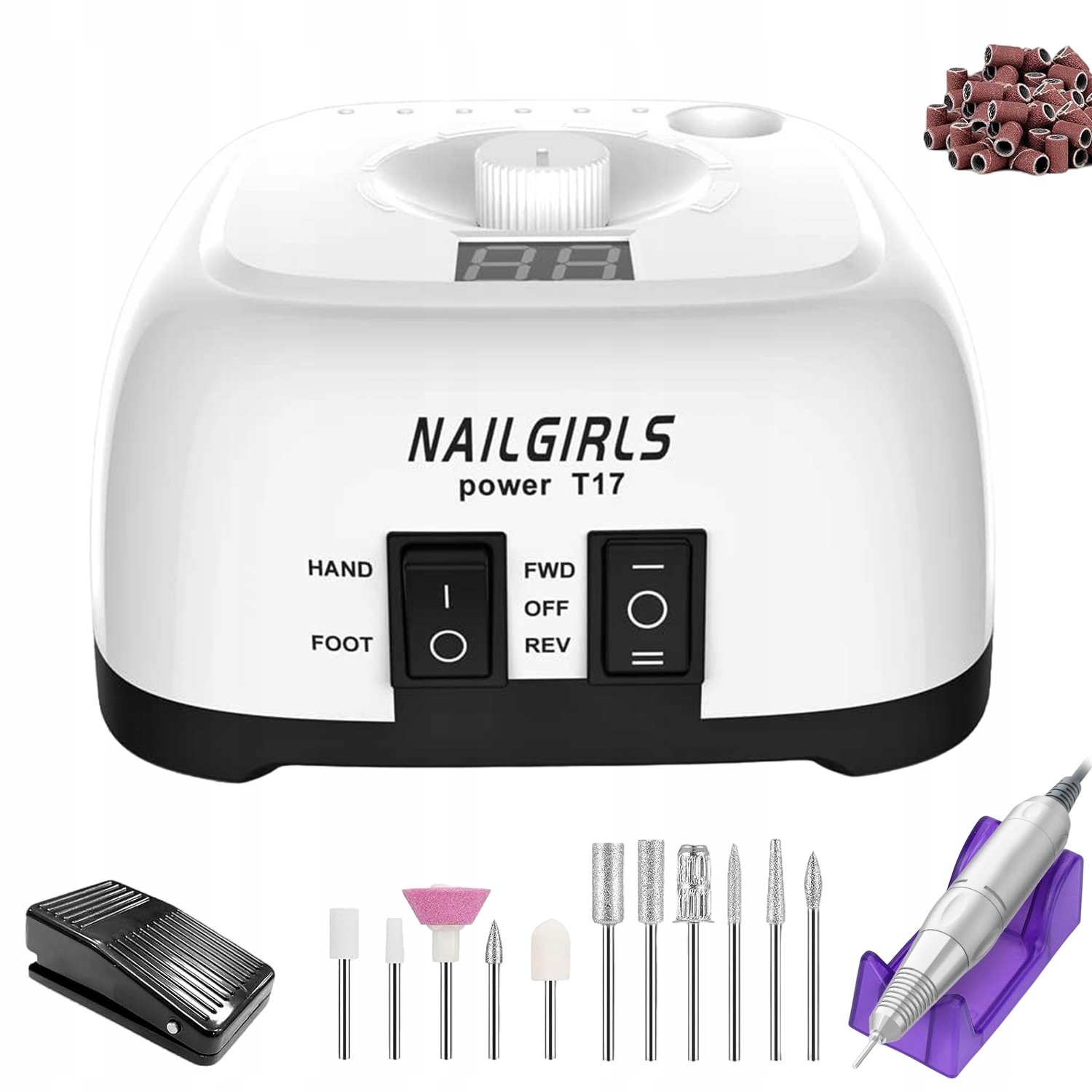 Bruska Na Nehty Manikúra Pedikúra Profesionální 25W Sada Fréz