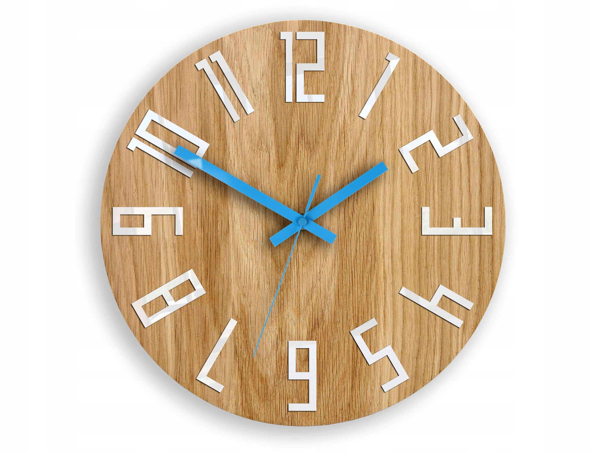 Moderní dřevěný nástěnný hodinový stroj s velkými číslicemi Kulatý Tichý loft