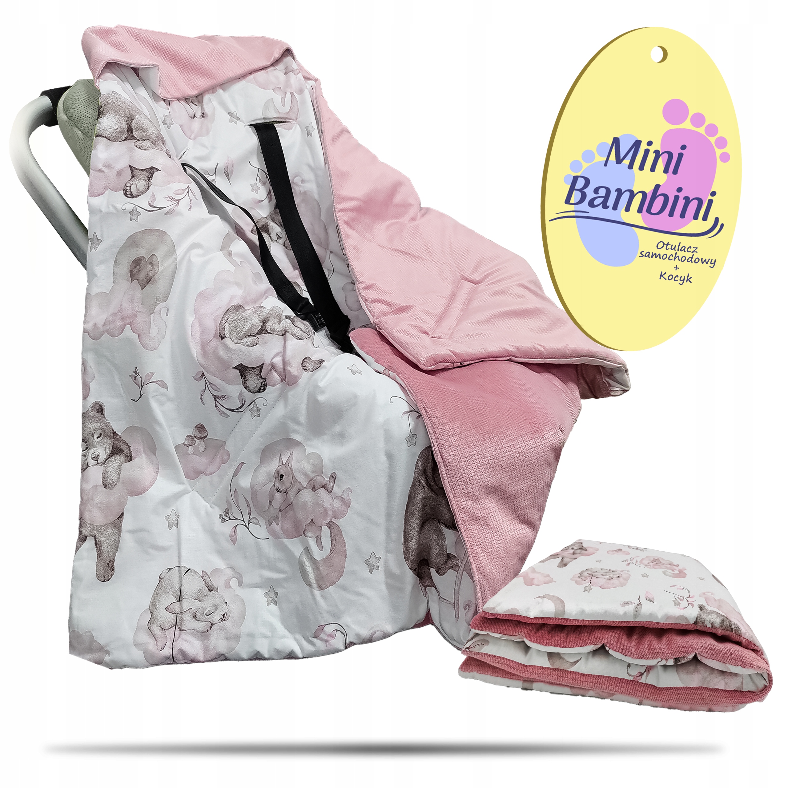 KOCYK VELVET DO FOTELIKA NOSIDEŁKA OTULACZ CIEPŁY Z KAPTURKIEM + GRATIS