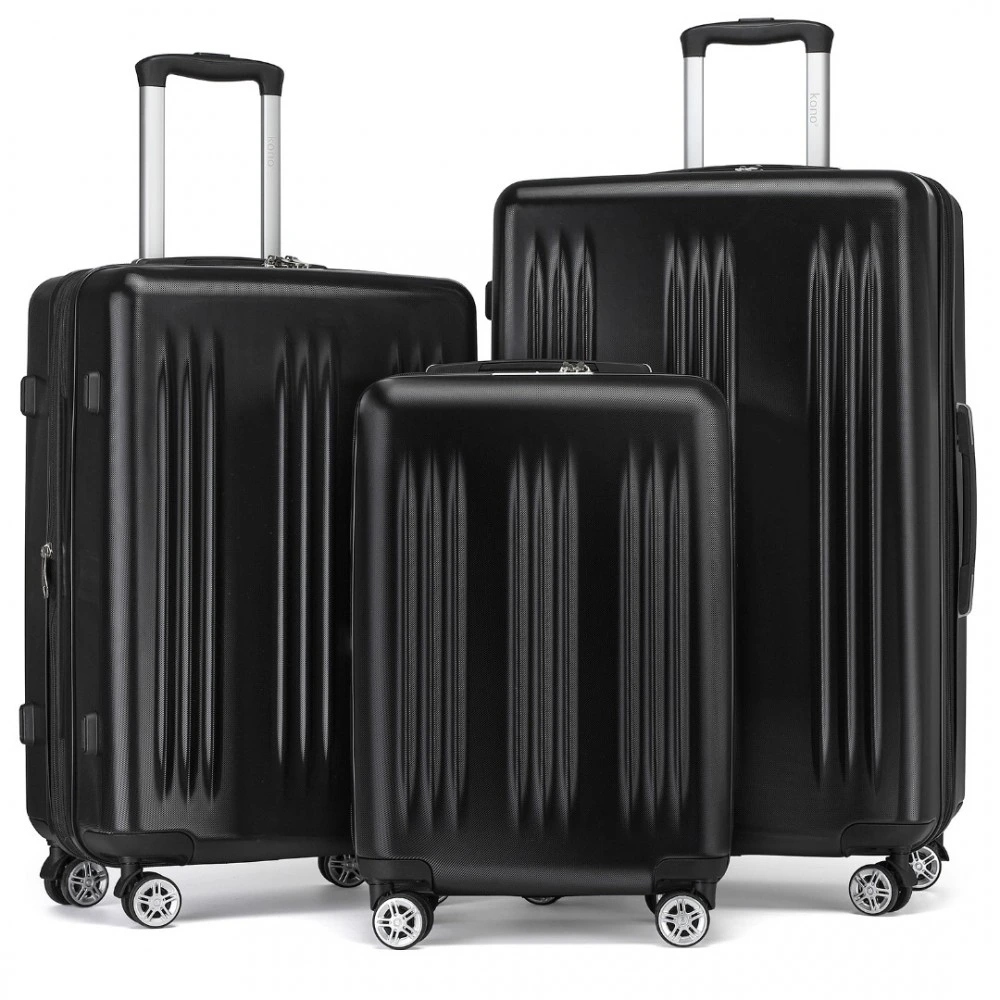 Zestaw 3 Walizek Kono Czarny Abs+pc 95+63+37L Tsa Ykk Rozszerzalne Koła 360
