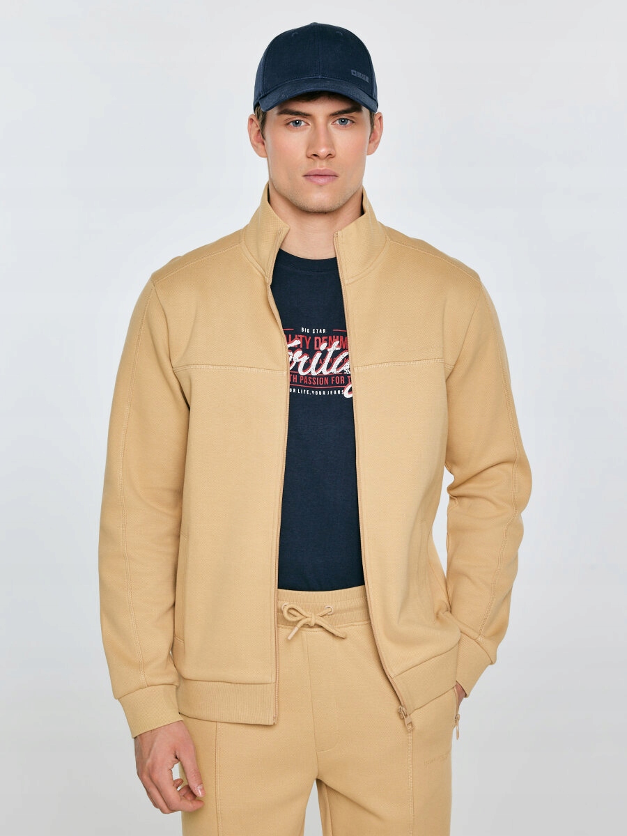 Big Star Bluza męska rozpinana ze stójką beżowa Wlador 801 XL