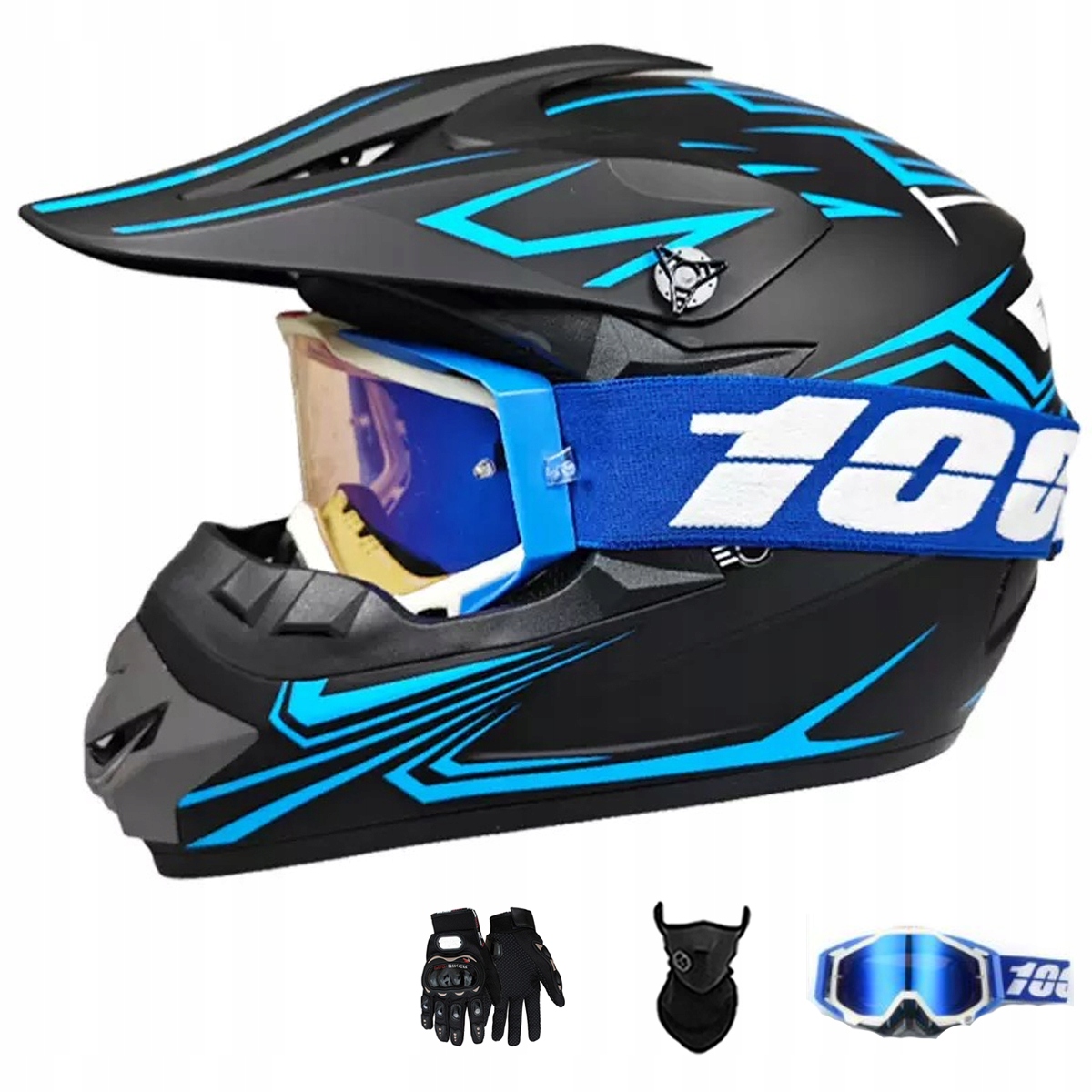 Motocyklová Přilba Lehká Enduro Quada Brýle Rukavice Maska XL