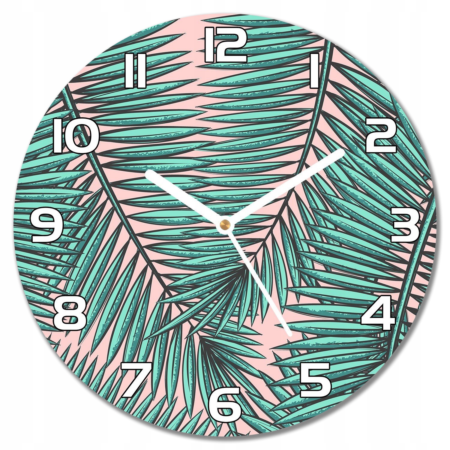 

Nowoczesny wiszący zegar Egzotyczne liście f30cm