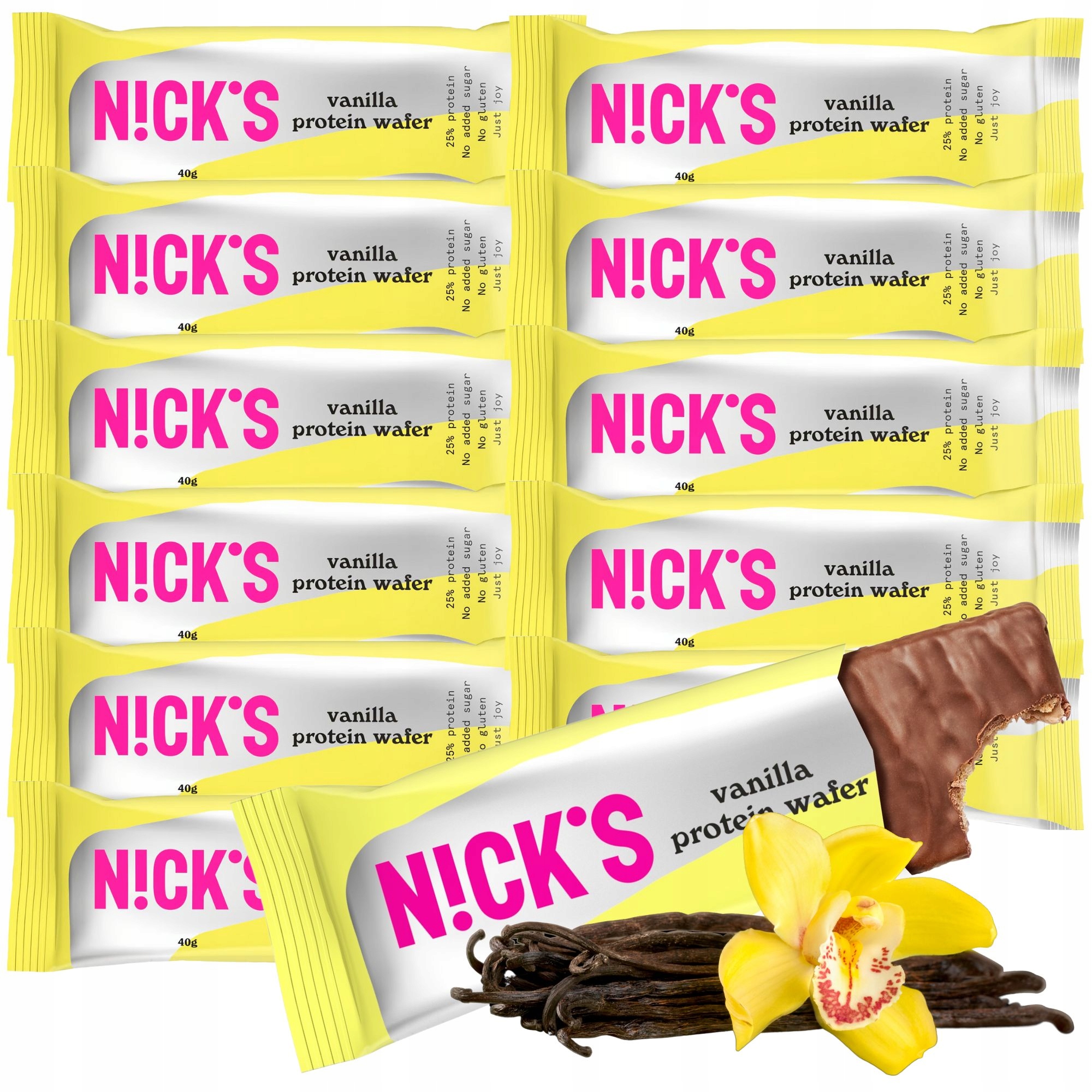 Wafelek proteinowy waniliowy czekoladzie Bez Cukru Nicks chrupiący Wafelki