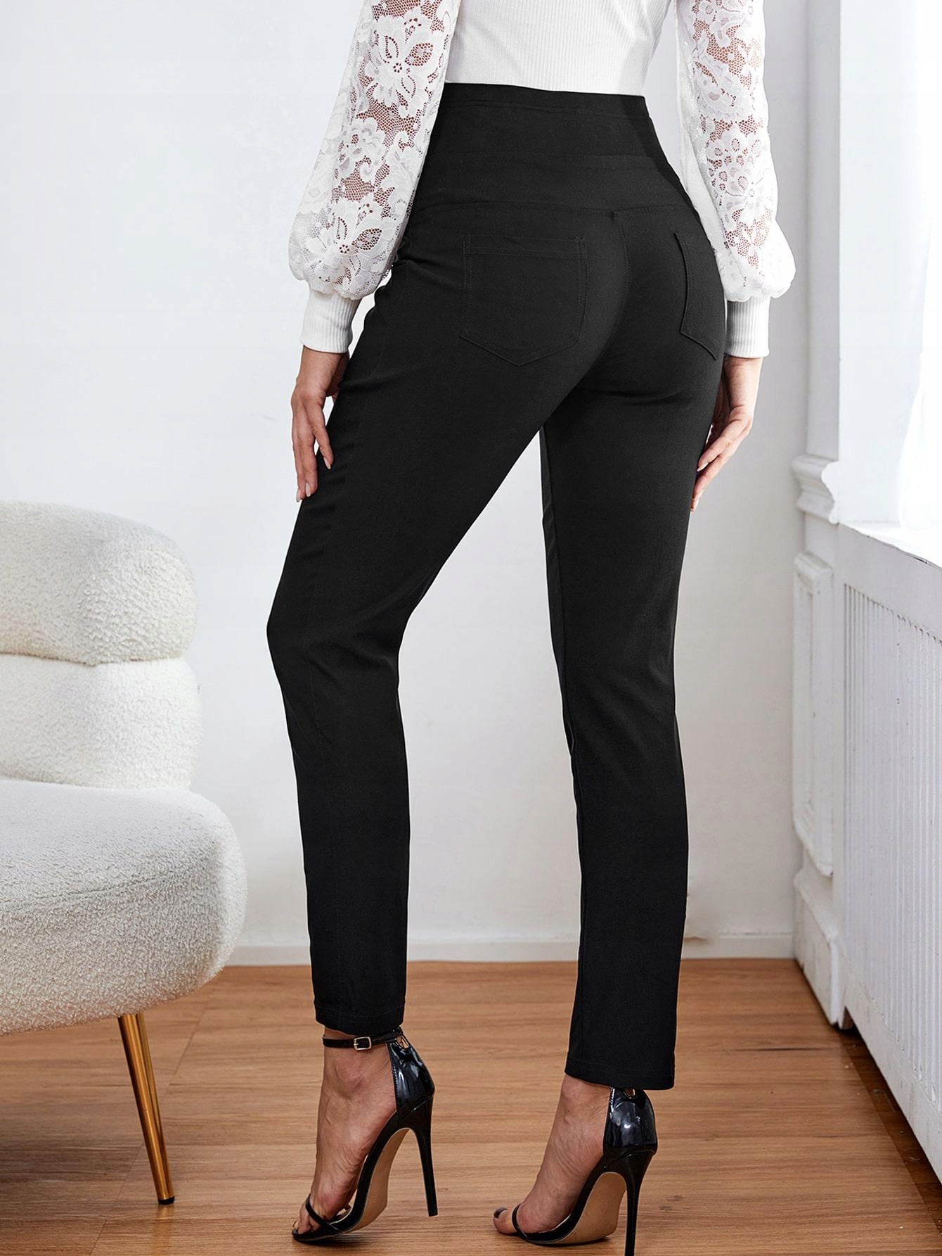 SPODNIE DAMSKIE RURKI S CC55218 *SHEIN ELEGANCKIE CIĄŻOWE