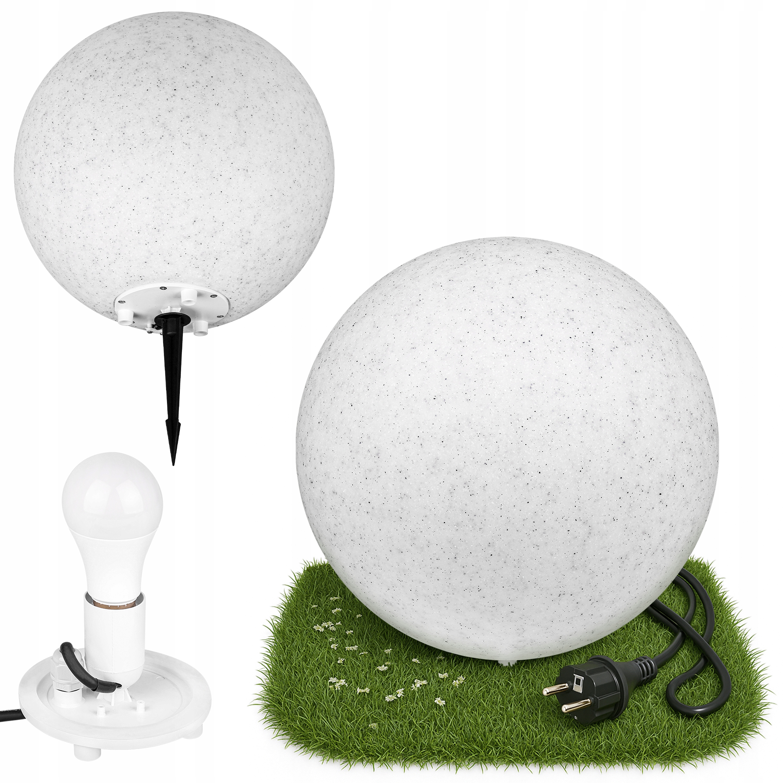 Lampa Led Wbijana Kula Ogrodowa 30CM Kamienna Naziemna E27