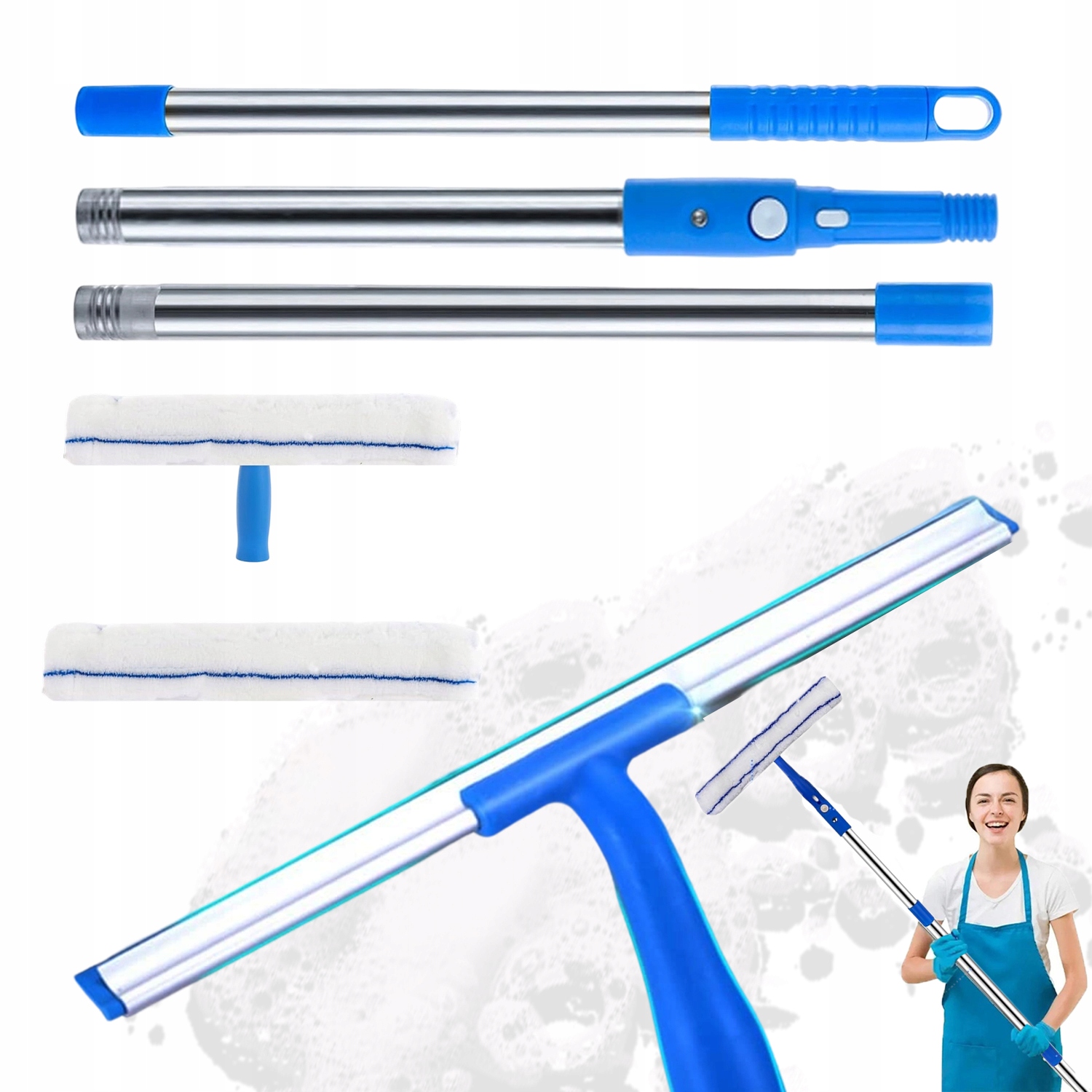 Levně Mop Na Mytí Oken Teleskopický Stěrač Na Sklo 120 CM