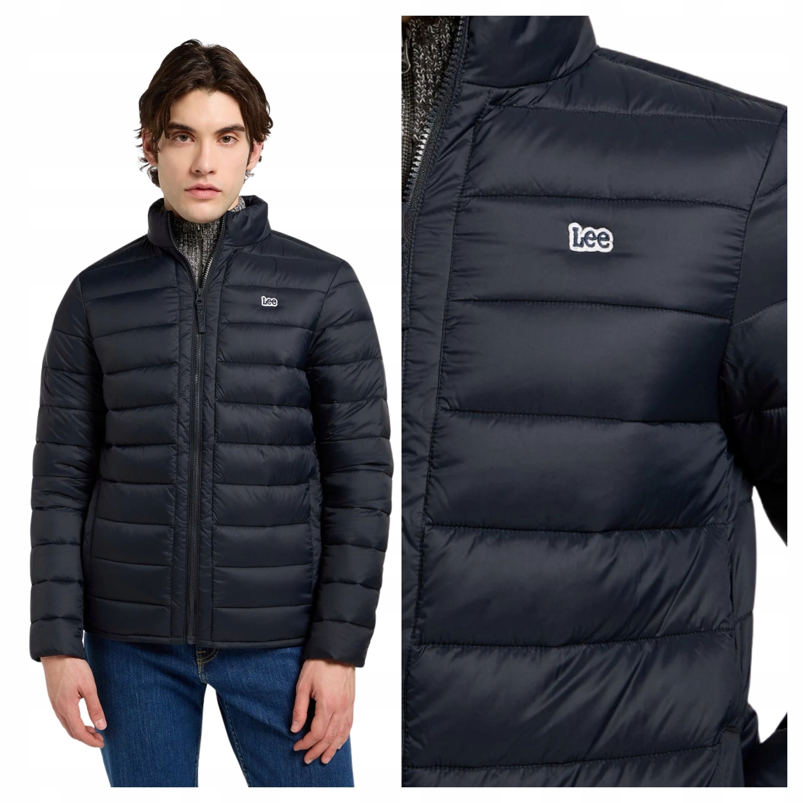 Pánská bunda Lee Stand Collar Puffer černá Bez Kapuce prošívaná L