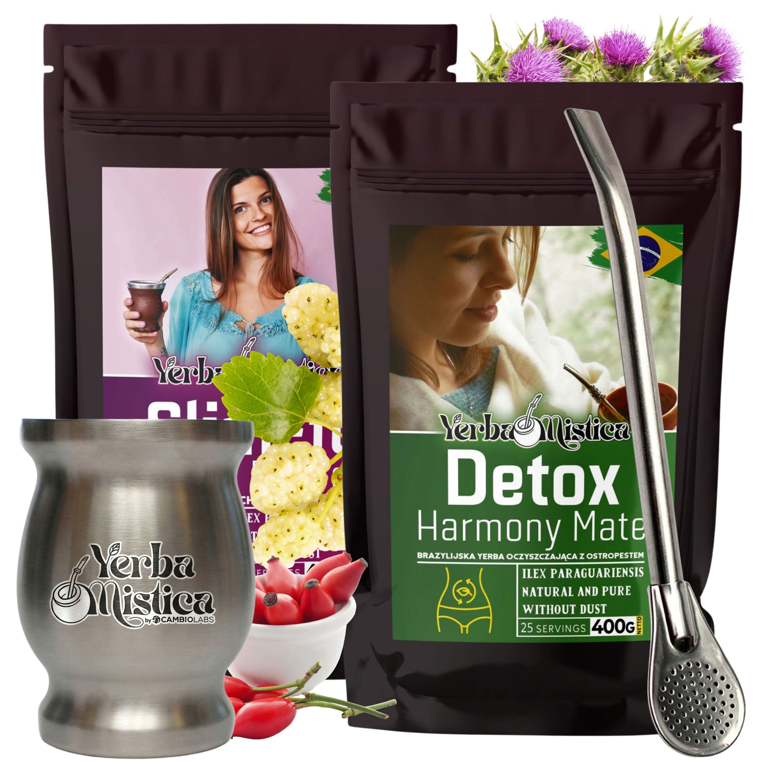 Zestaw Herbat Yerba Mistica Slim Fit Detoks Matero Termiczne Bombilla
