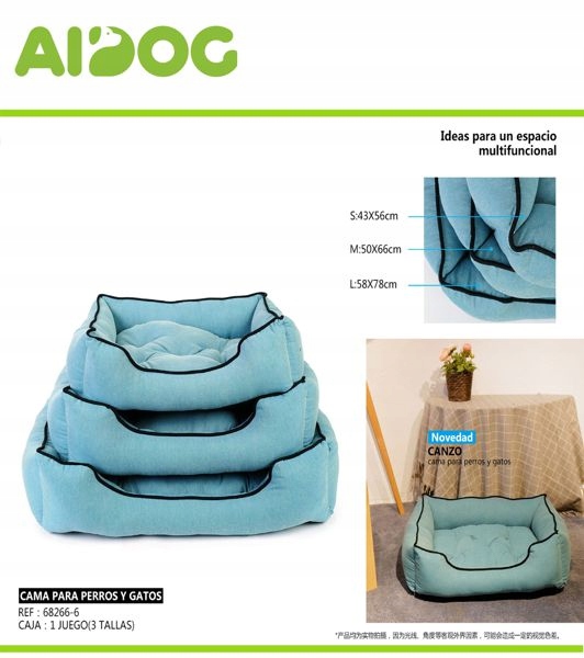 Levně Sada pelíšků pro psy měkká tkanina, vodní zelená