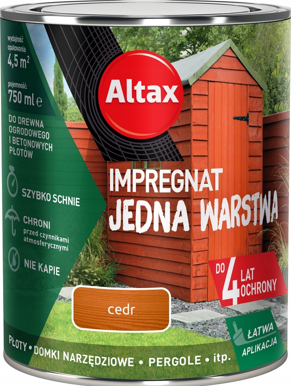 

Altax Impregnat Drewno Jedna Warstwa 0,75L Cedr