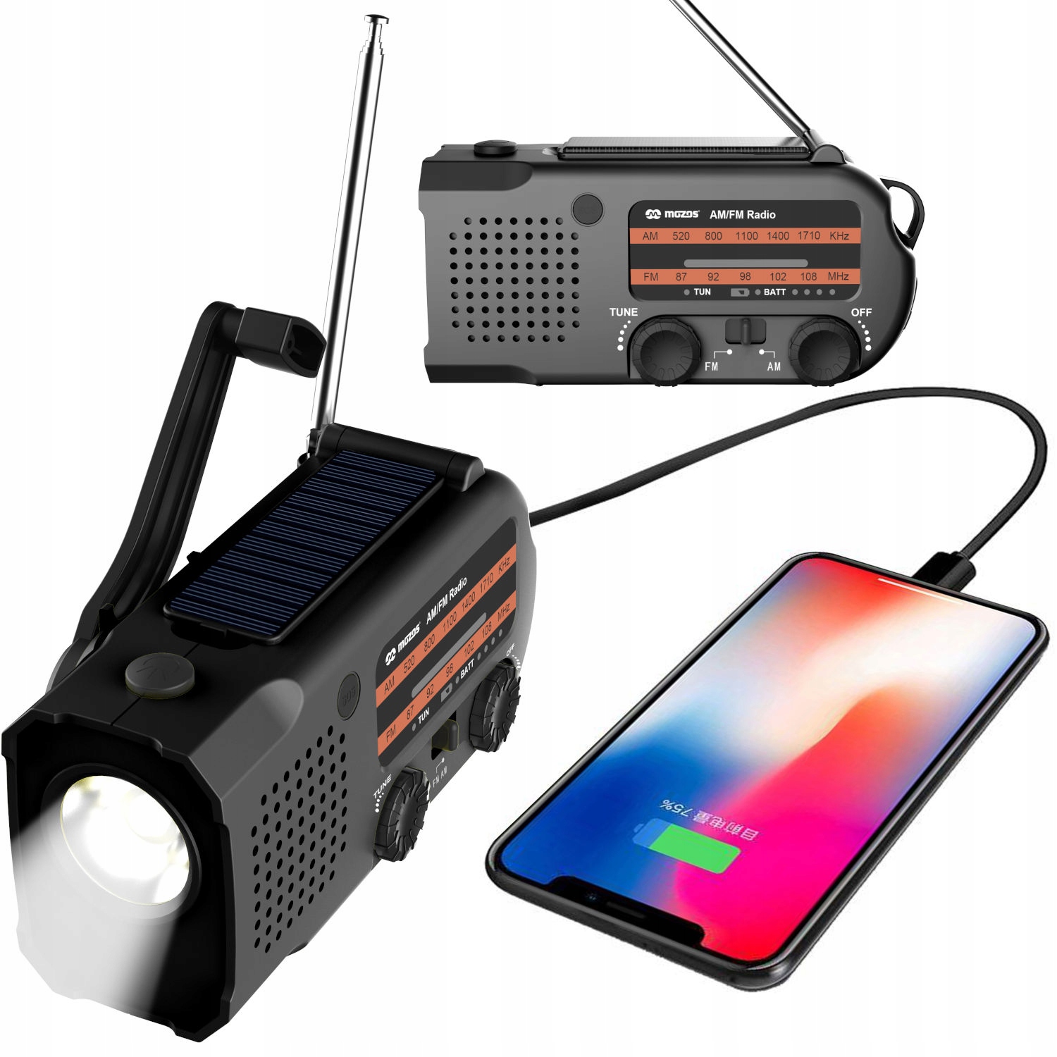 Radio przenośne akumulator powerbank solar dynamo