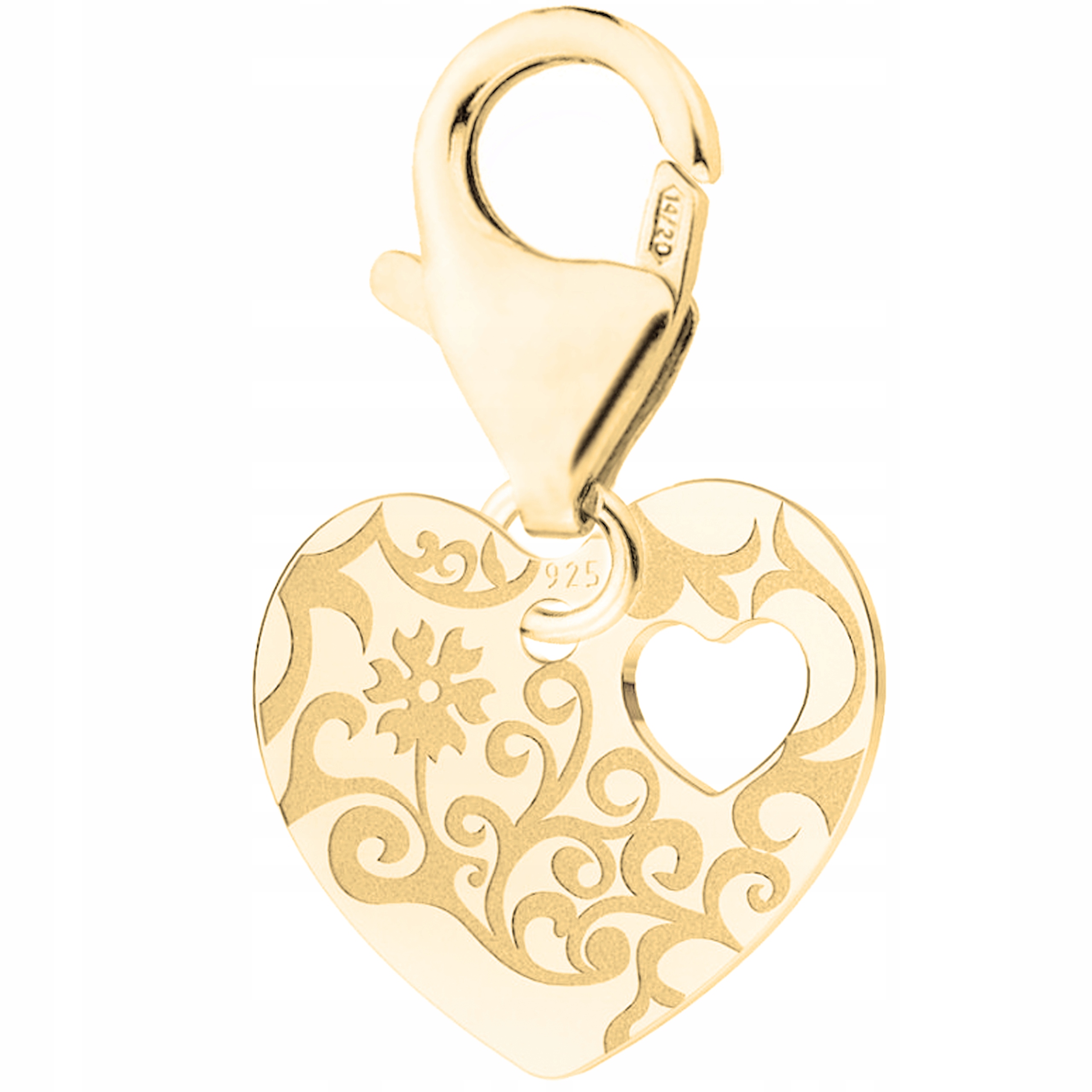 Zlatý závěsný přívěsek Srdce Vyřezávané stříbro 925