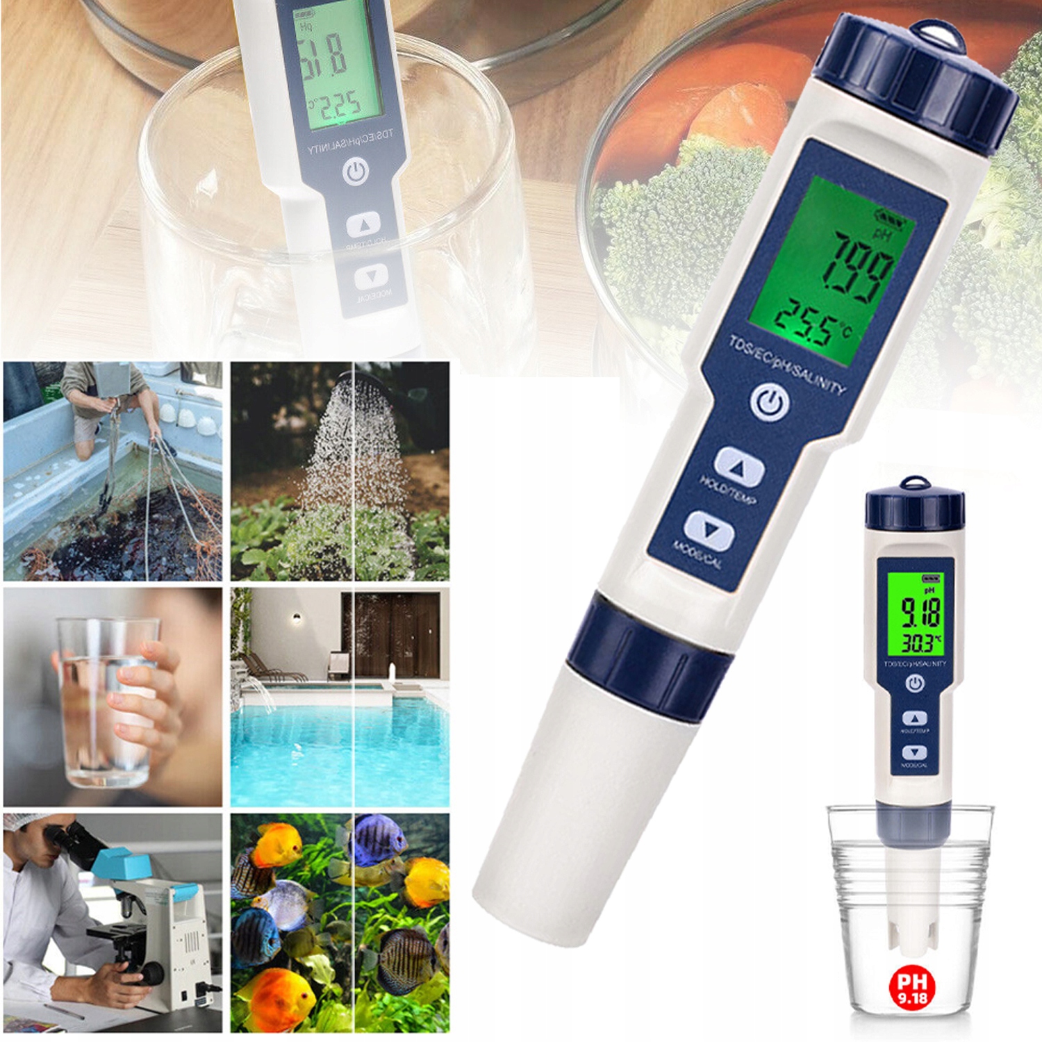 Miernik Ph 5 W 1, Tester Jakości Wody Do Testowania Ph/tds/ec/temperatury