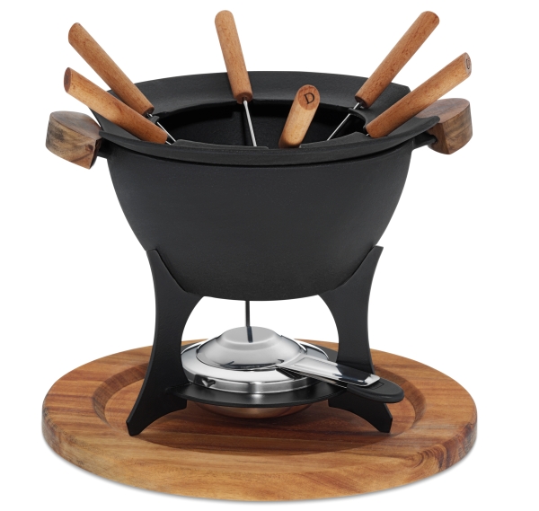 Fondue set Country 11-dielny liatina drevo
