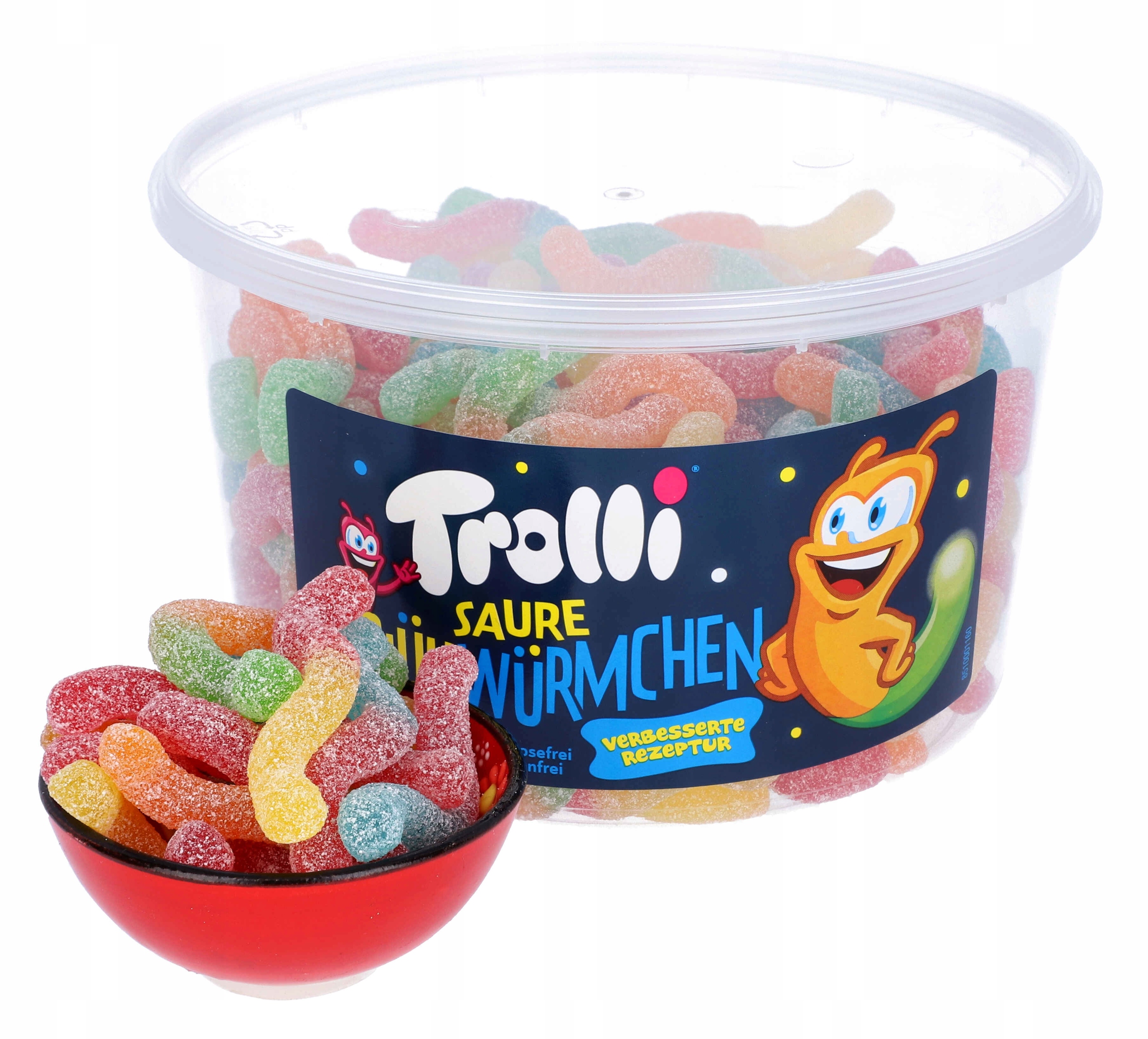 Trolli żelki kwaśne Robaczki Robaki Sour Glowworms Owocowe 150 szt 1050g DE Marka Trolli