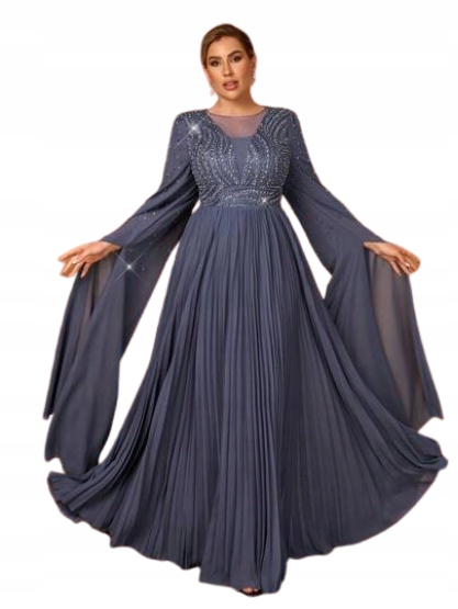 Večerní Šaty Shein Plus Size s dlouhým rukávem a zdobením, velikost 46 1GD