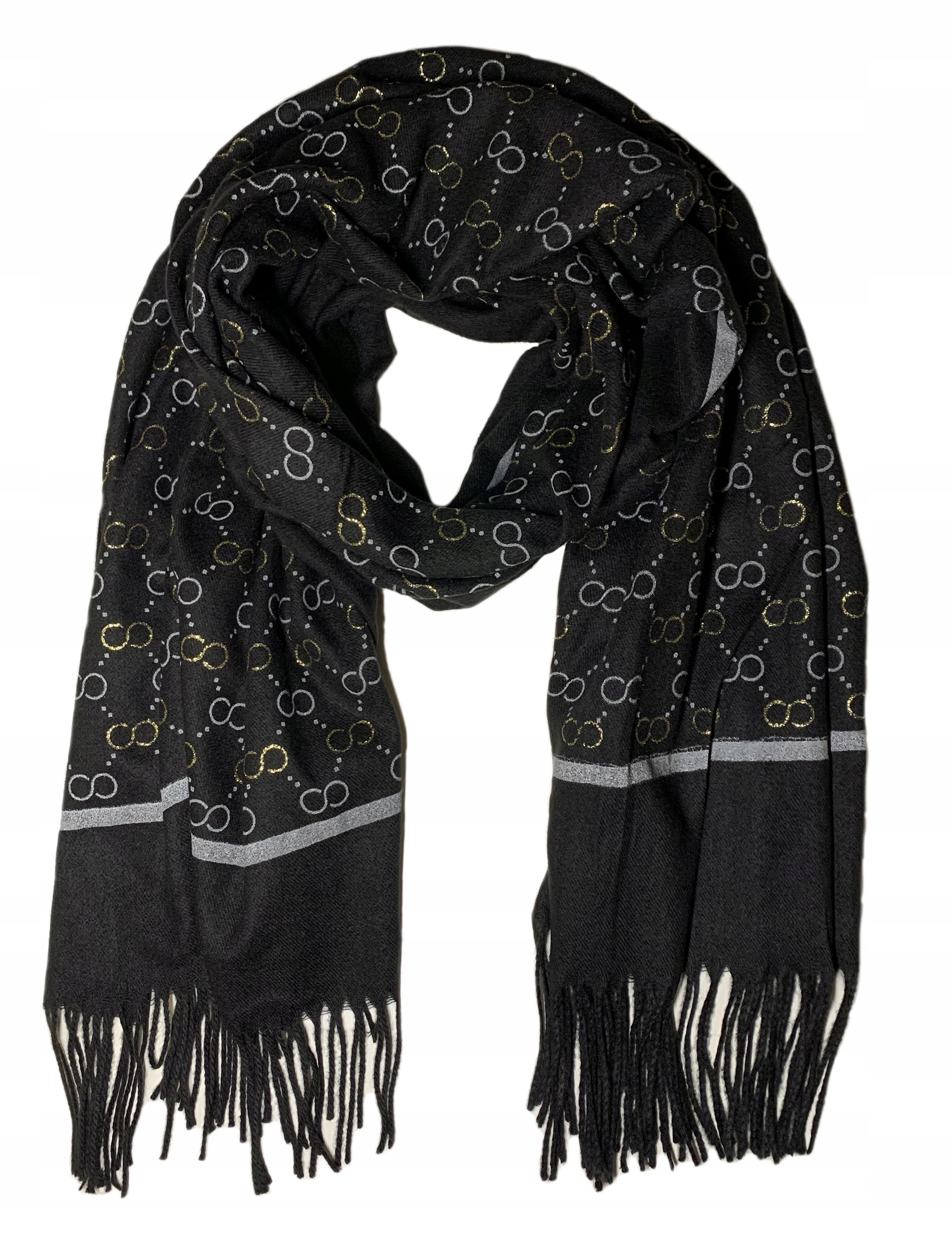 MODNY SZALIK SZAL DUŻY FRĘDZLE ELEGANCKI