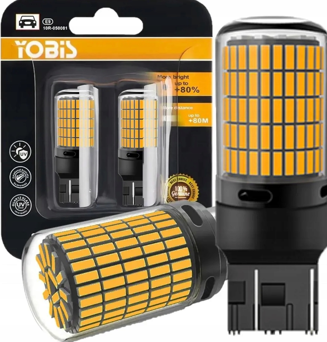 Żarówki Led Yobis 7443 W21/5W 4014 150SMD Pomarańczowe 8,7W Canbus 2 szt,