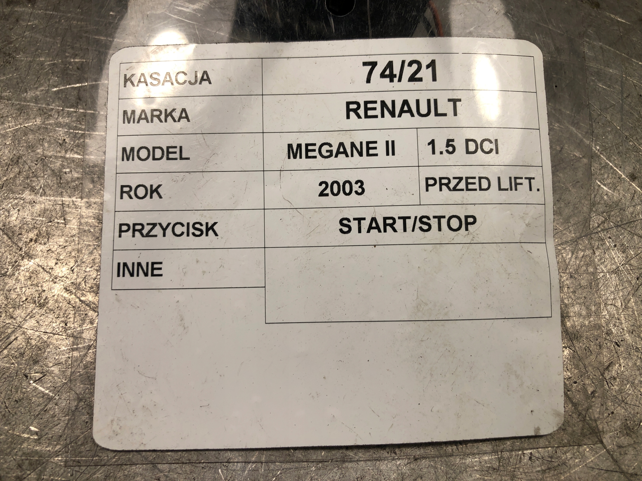 button zaplonu Renault Megane II 27934 107838B